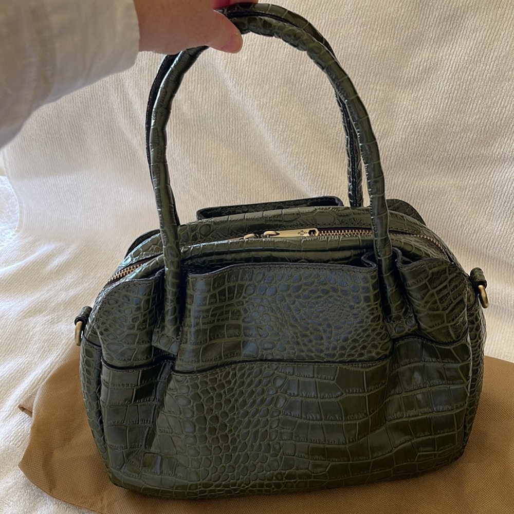 Patricia Nash Green Croc-Embossed Satchel - Picture 11 of 11